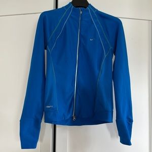 Blue zippered athletic jacket